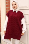 Yandan Kuşak Bağlamalı Süveter Bordo 11024 Yandan Kuşak Bağlamalı Süveter Bordo 11024