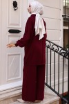 Yakası Fermuar Detaylı Triko Takım Bordo 11017-10 Yakası Fermuar Detaylı Triko Takım Bordo 11017-10