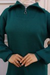 Yakası Fermuar Detaylı Triko Takım Zümrüt Yeşili 11017-10 Yakası Fermuar Detaylı Triko Takım Zümrüt Yeşili 11017-10