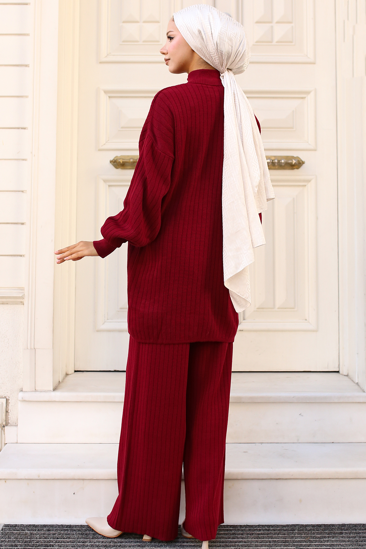 Paçası Fermuarlı Triko Takım Bordo 11030-36 Paçası Fermuarlı Triko Takım Bordo 11030-36