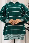 Fitilli Çizgili Triko Tunik Zümrüt Yeşili 11033-61 Fitilli Çizgili Triko Tunik Zümrüt Yeşili 11033-61