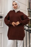 Fitilli Triko Tunik Kahverengi 11035-59 Fitilli Triko Tunik Kahverengi 11035-59