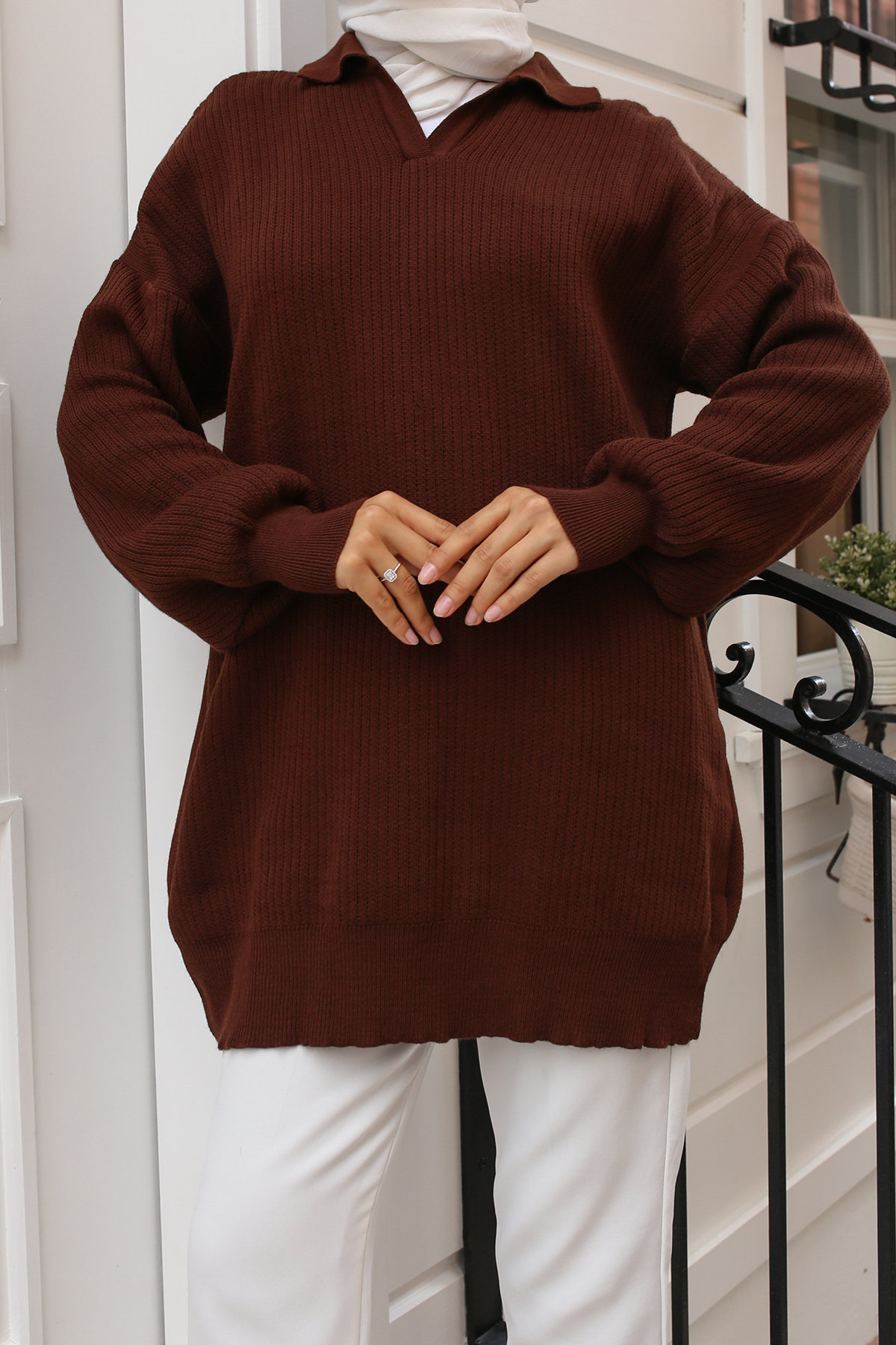 Fitilli Triko Tunik Kahverengi 11035-59 Fitilli Triko Tunik Kahverengi 11035-59