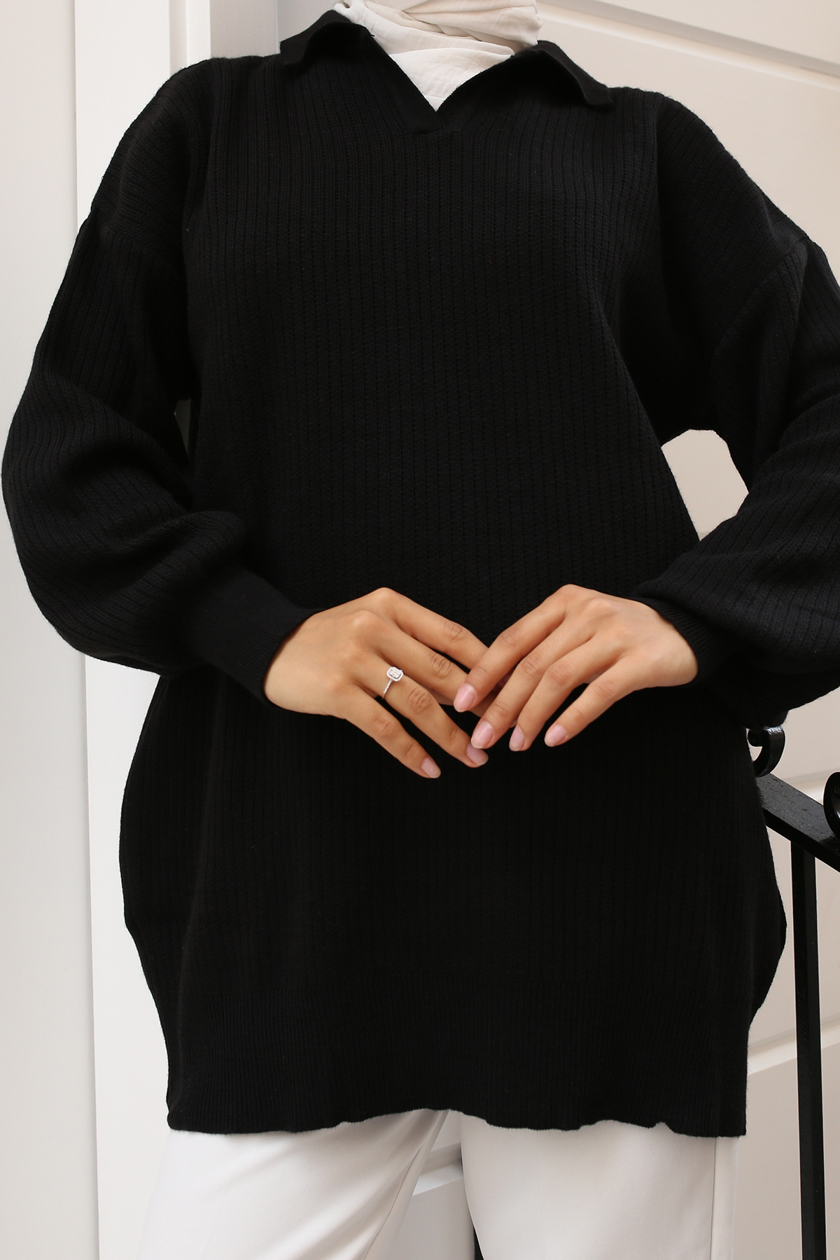 Fitilli Triko Tunik Siyah 11035-59 Fitilli Triko Tunik Siyah 11035-59