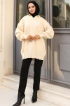 Fitilli Triko Tunik Taş Rengi 11035-59 Fitilli Triko Tunik Taş Rengi 11035-59
