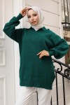 Fitilli Triko Tunik Zümrüt Yeşili 11035-59 Fitilli Triko Tunik Zümrüt Yeşili 11035-59