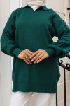 Fitilli Triko Tunik Zümrüt Yeşili 11035-59 Fitilli Triko Tunik Zümrüt Yeşili 11035-59