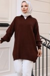 Fitilli Triko Tunik Kahverengi 11039-63 Fitilli Triko Tunik Kahverengi 11039-63