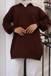 Fitilli Triko Tunik Kahverengi 11039-63 Fitilli Triko Tunik Kahverengi 11039-63