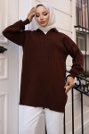 Fitilli Triko Tunik Kahverengi 11039-63 Fitilli Triko Tunik Kahverengi 11039-63