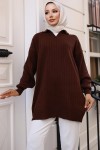 Fitilli Triko Tunik Kahverengi 11039-63 Fitilli Triko Tunik Kahverengi 11039-63