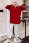 Fitilli Triko Tunik Kırmızı 11039-63 Fitilli Triko Tunik Kırmızı 11039-63