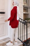 Fitilli Triko Tunik Kırmızı 11039-63 Fitilli Triko Tunik Kırmızı 11039-63