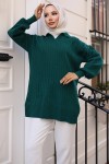  Fitilli Triko Tunik Zümrüt Yeşili 11039-63