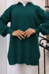  Fitilli Triko Tunik Zümrüt Yeşili 11039-63