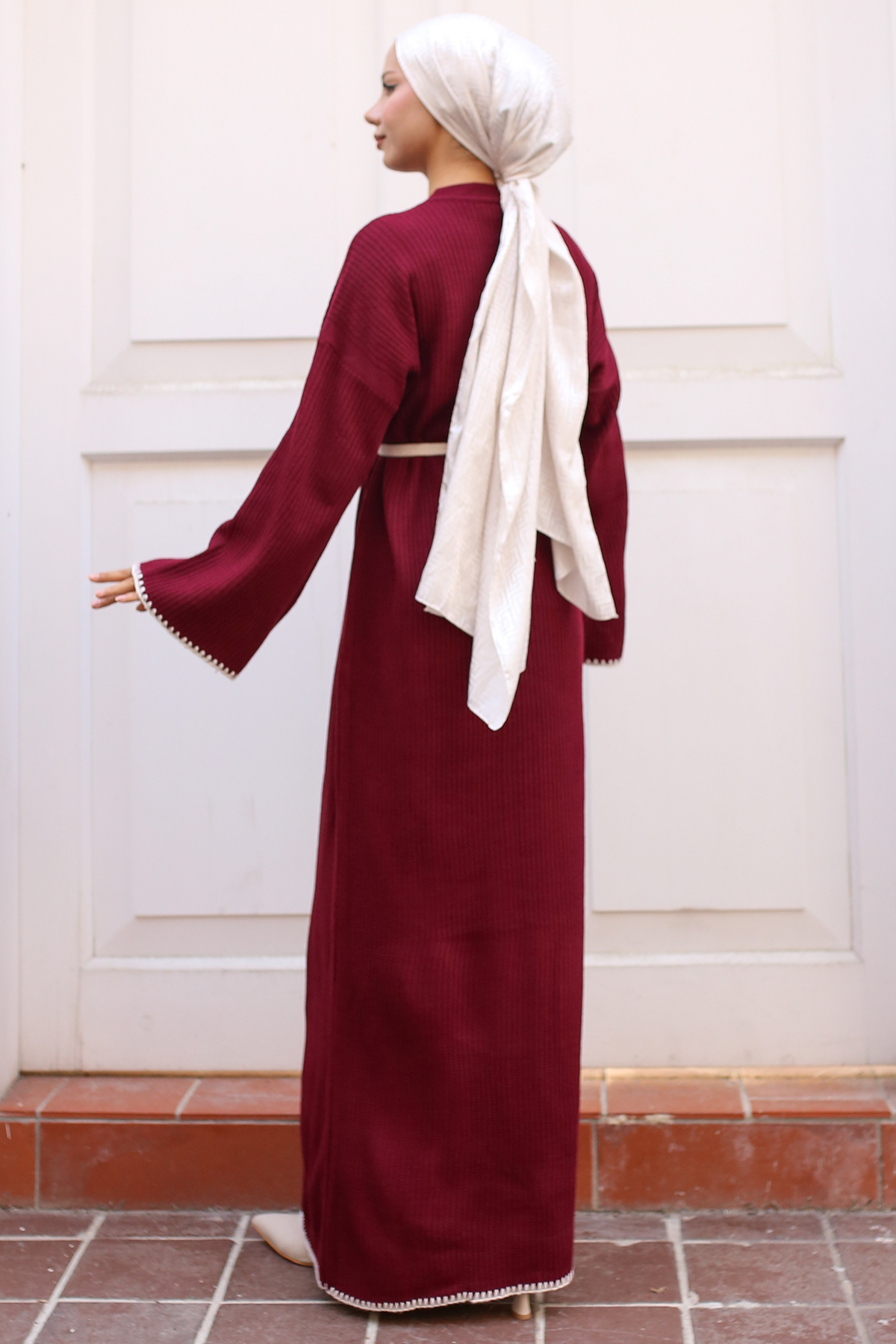 Nakış Detaylı Triko Elbise Bordo 11040-17 Nakış Detaylı Triko Elbise Bordo 11040-17