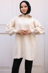 Triko Tunik Taş Rengi 11043-10 Triko Tunik Taş Rengi 11043-10