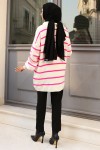 Yakası Fermuarlı Çizgili Triko Tunik Fuşya 11044-02 Yakası Fermuarlı Çizgili Triko Tunik Fuşya 11044-02