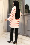 Yakası Fermuarlı Çizgili Triko Tunik Oranj 11044-02 Yakası Fermuarlı Çizgili Triko Tunik Oranj 11044-02