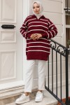 Fitilli Çizgili Triko Tunik Bordo 11045-62 Fitilli Çizgili Triko Tunik Bordo 11045-62