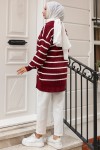 Fitilli Çizgili Triko Tunik Bordo 11045-62 Fitilli Çizgili Triko Tunik Bordo 11045-62