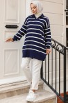 Fitilli Çizgili Triko Tunik Lacivert 11045-62 Fitilli Çizgili Triko Tunik Lacivert 11045-62