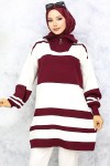 Boğazı Fermuarlı Triko Tunik Bordo 11046-20 Boğazı Fermuarlı Triko Tunik Bordo 11046-20