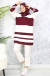 Boğazı Fermuarlı Triko Tunik Bordo 11046-20 Boğazı Fermuarlı Triko Tunik Bordo 11046-20