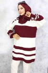 Boğazı Fermuarlı Triko Tunik Bordo 11046-20 Boğazı Fermuarlı Triko Tunik Bordo 11046-20