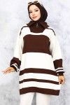 Boğazı Fermuarlı Triko Tunik Kahverengi 11046-20 Boğazı Fermuarlı Triko Tunik Kahverengi 11046-20