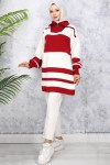 Boğazı Fermuarlı Triko Tunik Kırmızı 11046-20 Boğazı Fermuarlı Triko Tunik Kırmızı 11046-20
