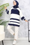 Boğazı Fermuarlı Triko Tunik Lacivert 11046-20 Boğazı Fermuarlı Triko Tunik Lacivert 11046-20