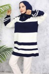 Boğazı Fermuarlı Triko Tunik Lacivert 11046-20 Boğazı Fermuarlı Triko Tunik Lacivert 11046-20