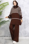 Çizgili Triko Takım Kahverengi 11049-22 Çizgili Triko Takım Kahverengi 11049-22