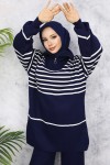 Çizgili Triko Takım Lacivert 11049-22 Çizgili Triko Takım Lacivert 11049-22