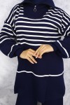 Çizgili Triko Takım Lacivert 11049-22 Çizgili Triko Takım Lacivert 11049-22