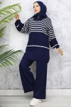 Çizgili Triko Takım Lacivert 11049-22 Çizgili Triko Takım Lacivert 11049-22
