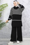 Çizgili Triko Takım Siyah 11049-22 Çizgili Triko Takım Siyah 11049-22