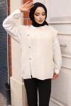 Düğme Detaylı Süveter Taş Rengi 441-1 Düğme Detaylı Süveter Taş Rengi 441-1