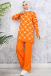 Çiçek Desenli Taşlı Triko Takım Oranj 6212 Çiçek Desenli Taşlı Triko Takım Oranj 6212