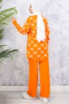 Çiçek Desenli Taşlı Triko Takım Oranj 6212 Çiçek Desenli Taşlı Triko Takım Oranj 6212
