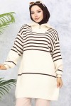 Çizgili Triko Tunik Bej 11047-22 Çizgili Triko Tunik Bej 11047-22