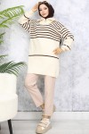 Çizgili Triko Tunik Bej 11047-22 Çizgili Triko Tunik Bej 11047-22