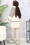 Çizgili Triko Tunik Bej 11047-22 Çizgili Triko Tunik Bej 11047-22