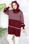Çizgili Triko Tunik Bordo 11047-22 Çizgili Triko Tunik Bordo 11047-22