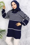 Çizgili Triko Tunik Lacivert 11047-22 Çizgili Triko Tunik Lacivert 11047-22