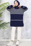 Çizgili Triko Tunik Lacivert 11047-22 Çizgili Triko Tunik Lacivert 11047-22