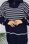 Çizgili Triko Tunik Lacivert 11047-22 Çizgili Triko Tunik Lacivert 11047-22