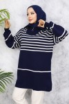 Çizgili Triko Tunik Lacivert 11047-22 Çizgili Triko Tunik Lacivert 11047-22