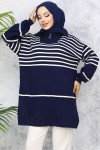 Çizgili Triko Tunik Lacivert 11047-22 Çizgili Triko Tunik Lacivert 11047-22